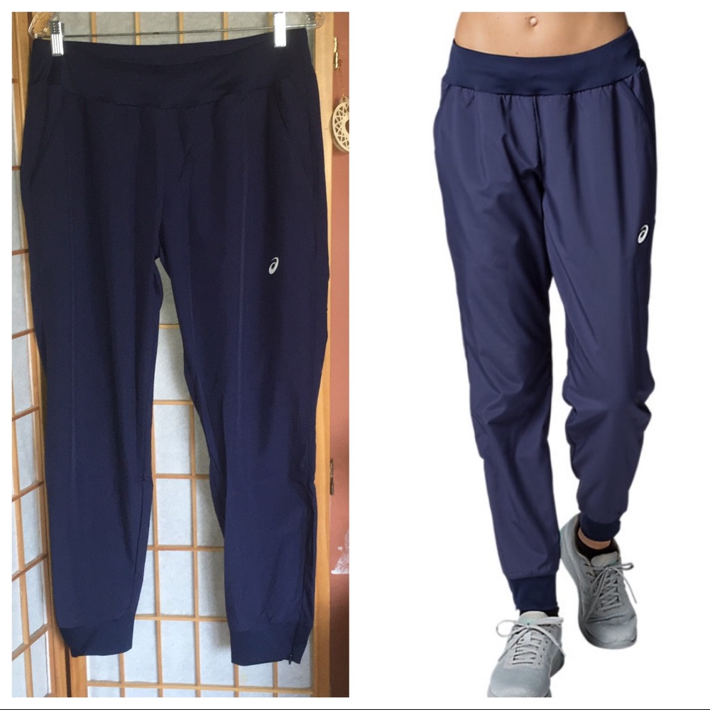 NWT ASICS Woven Club Athletic Tennis Pants Blue